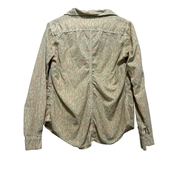 CP Shades Corduroy Button Down Shirt Women XS Yellow Floral Cotton Dainty Office - Picture 2 of 14